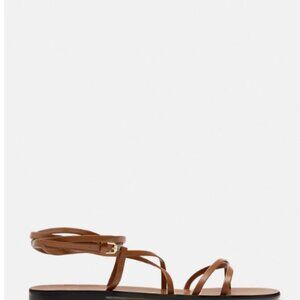 NWOT Zara Tied Strappy Tan Sandals in Size 7.5